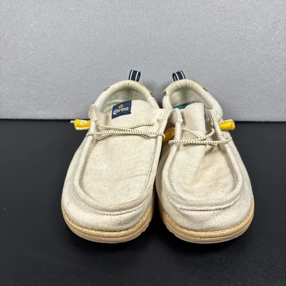 HeyDude x Corona Wally Mens Size 10 Natural White Canvas Slip On Casual Shoes